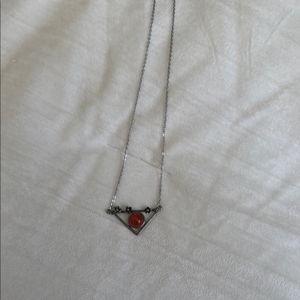 Silver and Red Pendant Necklace